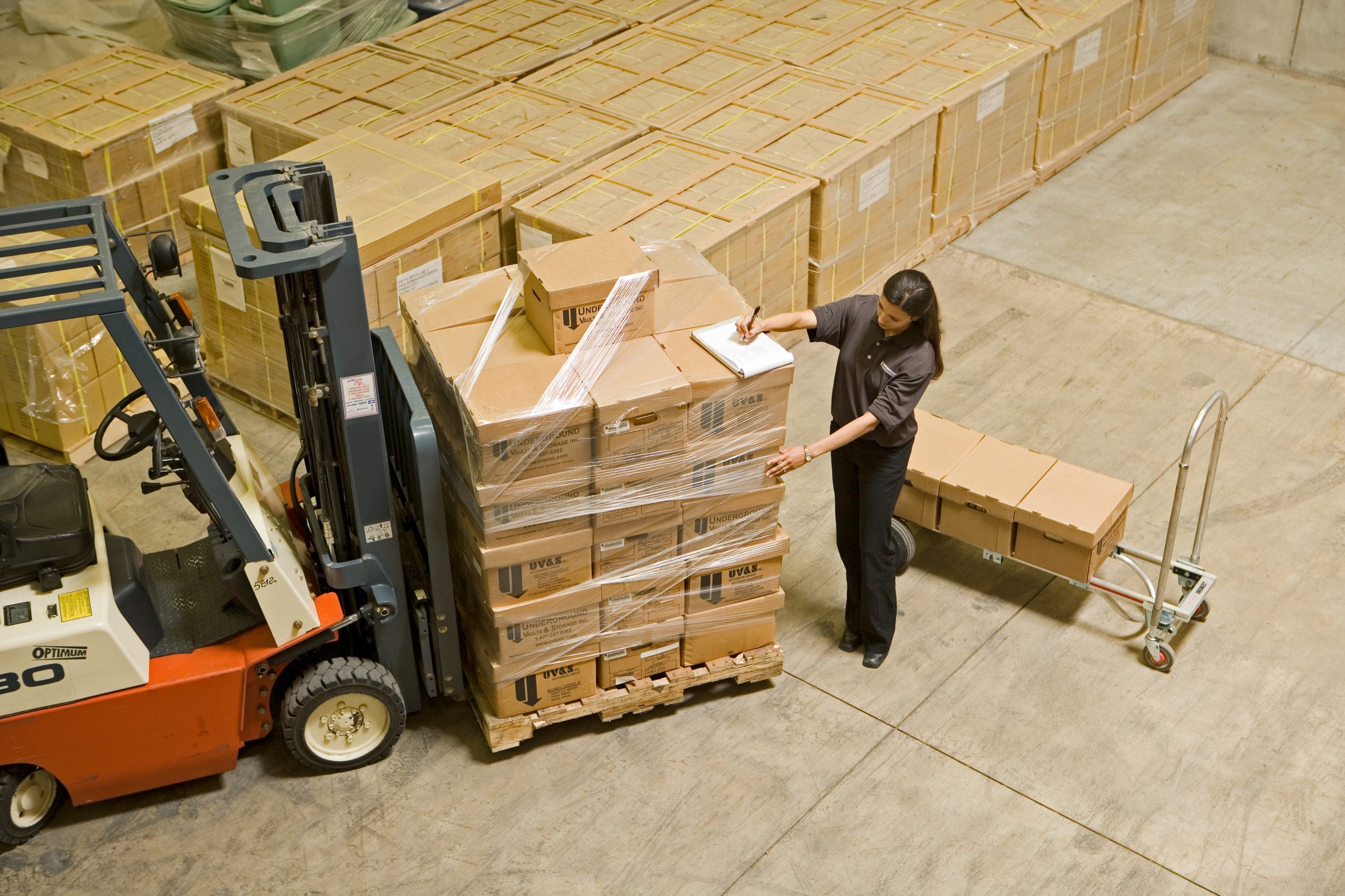 woman working with boxes